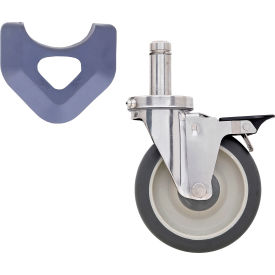 Polyurethane Cart Washable Swivel/Brake Stem Caster, 5" Dia., 300 lb. Capacity