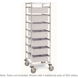 Adjustable Single Bay Tote Rack, Resilient Rubber Casters, 29-3/8"L x 26"W x 68"H, Steel
