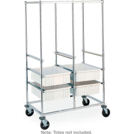 Double Bay Tote Rack, Polyurethane Casters, 41-3/4"L x 26"W x 68"H, Steel