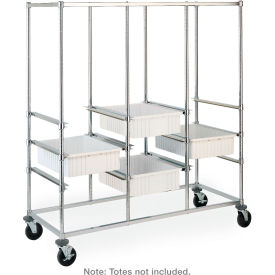 Triple Bay Tote Rack, Polyurethane Casters, 60-7/8"L x 26"W x 68"H, Steel