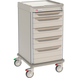 General Use Medical Cart with 5 Drawer, 22-3/4"L x 24-7/8"W x 41-3/4"H, Taupe