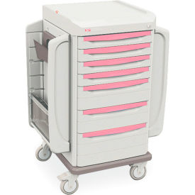 Bedside Cart with 7 Drawer, 34-1/8"L x 24-7/8"W x 44-3/4"H, Taupe/Pink