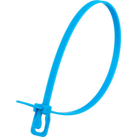 12" Releasable/Reusable Cable Ties, 50 lb. Tensile Strength, Fluorescent Blue, 20/Pack