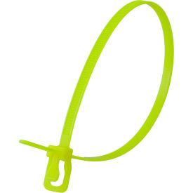 12" Releasable/Reusable Cable Ties, 50 lb. Tensile Strength, Fluorescent Yellow, 20/Pack