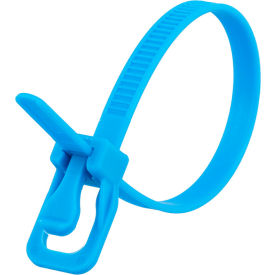 6" Releasable/Reusable Cable Ties, 50 lb. Tensile Strength, Fluorescent Blue, 100/Pack