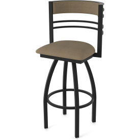 Hunter 30" Swivel Bar Stool, Graph Cork Seat, Black Wrinkle Finish