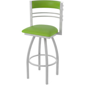 Hunter 30" Swivel Bar Stool, Canter Kiwi Green Seat, Anodized Nickel Finish