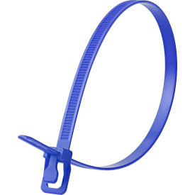 14" Releasable/Reusable Cable Ties, 120 lb. Tensile Strength, Blue, 20/Pack