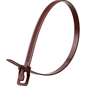 14" Releasable/Reusable Cable Ties, 120 lb. Tensile Strength, Brown, 20/Pack