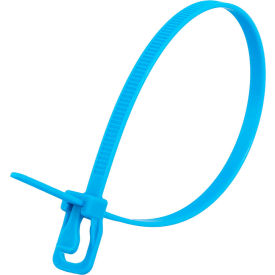 10" Releasable/Reusable Cable Ties, 50 lb. Tensile Strength, Fluorescent Blue, 100/Pack