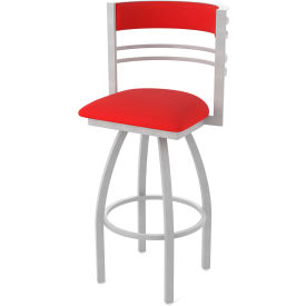 Holland Bar Stool 30" Swivel Bar Stool, Canter Red Seat, Anodized Nickel Finish