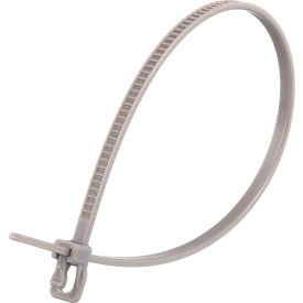 6" Releasable/Reusable Cable Ties, 18 lb. Tensile Strength, Gray, 100/Pack