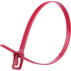 14" Plenum Releasable/Reusable Cable Ties, 120 lb. Tensile Strength, Maroon, 10/Pack
