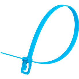 14" Releasable/Reusable Cable Ties, 120 lb. Tensile Strength, Fluorescent Blue, 20/Pack
