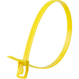 14" Releasable/Reusable Cable Ties, 120 lb. Tensile Strength, Yellow, 20/Pack