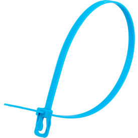 14" Releasable/Reusable Cable Ties, 50 lb. Tensile Strength, Fluorescent Blue, 100/Pack