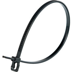 6" Releasable/Reusable Cable Ties, 18 lb. Tensile Strength, Black, 100/Pack