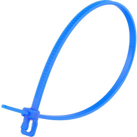 6" Releasable/Reusable Cable Ties, 18 lb. Tensile Strength, Blue, 100/Pack