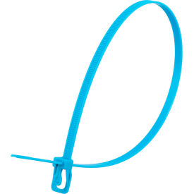 16" Releasable/Reusable Cable Ties, 50 lb. Tensile Strength, Fluorescent Blue, 20/Pack