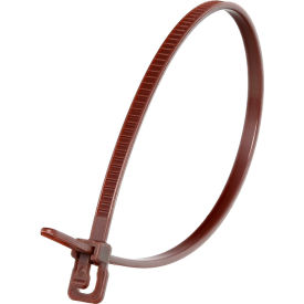6" Releasable/Reusable Cable Ties, 18 lb. Tensile Strength, Brown, 100/Pack