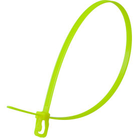 16" Releasable/Reusable Cable Ties, 50 lb. Tensile Strength, Fluorescent Yellow, 100/Pack