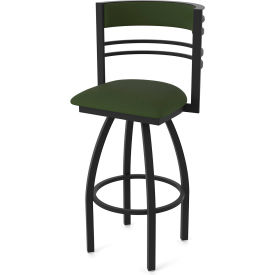 30" Swivel Bar Stool, Canter Pine Seat, Black Wrinkle Finish