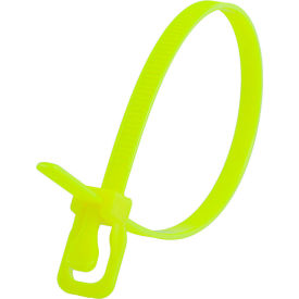 8" Releasable/Reusable Cable Ties, 50 lb. Tensile Strength, Fluorescent Yellow, 20/Pack