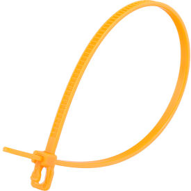 6" Releasable/Reusable Cable Ties, 18 lb. Tensile Strength, Orange, 100/Pack