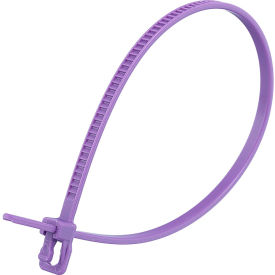 6" Releasable/Reusable Cable Ties, 18 lb. Tensile Strength, Purple, 100/Pack