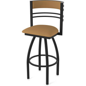 Hunter 30" Swivel Bar Stool, Canter Saddle Seat, Black Wrinkle Finish