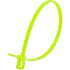 6" Releasable/Reusable Cable Ties, 18 lb. Tensile Strength, Fluorescent Yellow, 100/Pack