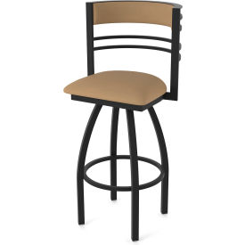 30" Swivel Bar Stool, Canter Sand Seat, Black Wrinkle Finish