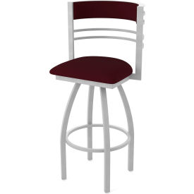 Hunter 30" Swivel Bar Stool, Canter Bordeaux Seat, Anodized Nickel Finish