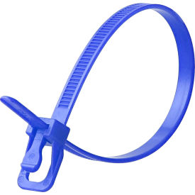 12" Releasable/Reusable Cable Ties, 50 lb. Tensile Strength, Blue, 100/Pack