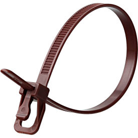 12" Releasable/Reusable Cable Ties, 50 lb. Tensile Strength, Brown, 20/Pack