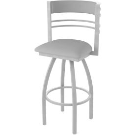 Hunter 30" Swivel Bar Stool, Canter Folkstone Gray Seat, Anodized Nickel Finish