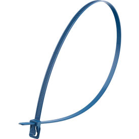 24" Metal Detectable Releasable/Reusable Cable Ties, 120 lb. Tensile Strength, Blue, 100/Pack