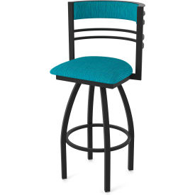 30" Swivel Bar Stool, Graph Tidal Seat, Black Wrinkle Finish