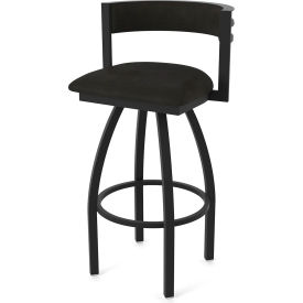 Artemis 30" Swivel Bar Stool, Canter Espresso Seat, Black Wrinkle Finish