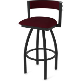 Artemis 25" Swivel Counter Stool, Canter Bordeaux Seat, Black Wrinkle Finish