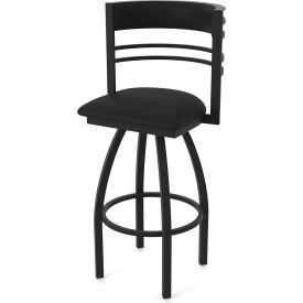 Hunter 30" Swivel Bar Stool, Black Vinyl Seat, Black Wrinkle Finish