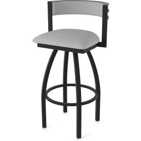 Artemis 30" Swivel Bar Stool, Canter Folkstone Gray Seat, Black Wrinkle Finish