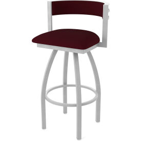 Artemis 30" Swivel Bar Stool, Canter Bordeaux Seat, Anodized Nickel Finish