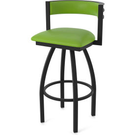 Artemis 30" Swivel Bar Stool, Canter Kiwi Green Seat, Black Wrinkle Finish