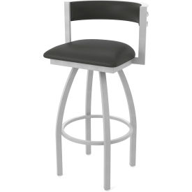 Artemis 30" Swivel Bar Stool, Canter Iron Seat, Anodized Nickel Finish