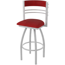 Hunter 30" Swivel Bar Stool, Graph Ruby Seat, Anodized Nickel Finish