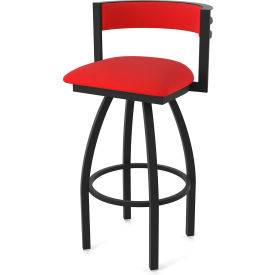 Artemis 25" Swivel Counter Stool, Canter Red Seat, Black Wrinkle Finish