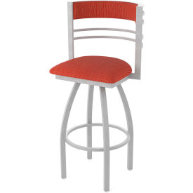 Hunter 30" Swivel Bar Stool, Graph Poppy Seat, Anodized Nickel Finish