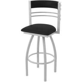 Hunter 30" Swivel Bar Stool, Black Vinyl Seat, Anodized Nickel Finish