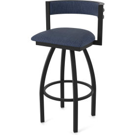 30" Swivel Bar Stool, Graph Anchor Seat, Black Wrinkle Finish